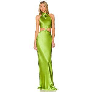 Amanda Uprichard x REVOLVE Kaye Maxi Dress Aloe Green Silk